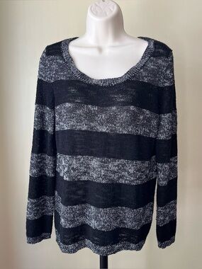 H&M Divided Black and Gray Stripe Crewneck Sweater Size S